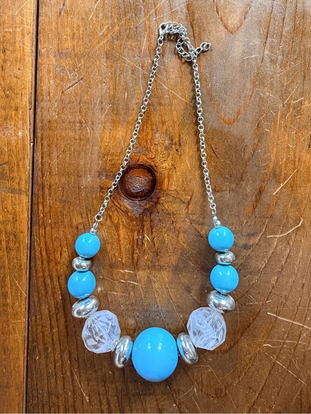Boho Blue and silver necklace